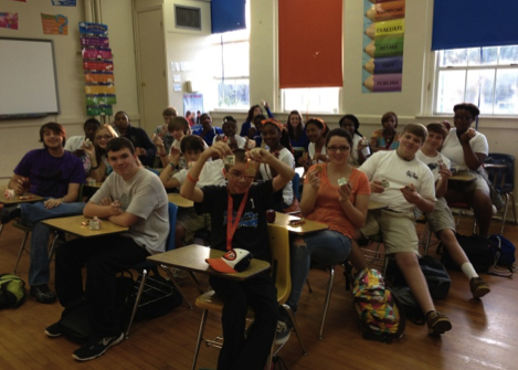 Chambers County High School Students enjoying Breakfast in Classroom